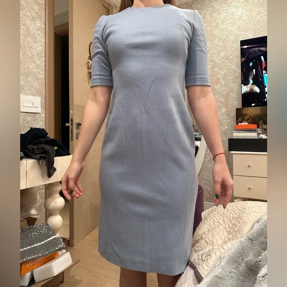 gucci light blue dress Blue GG Lamé Dress With Detachable Collar